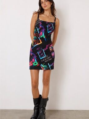 New Desigual Neon Graphic Mini Dress | Festival Y2K 🍒❤️
